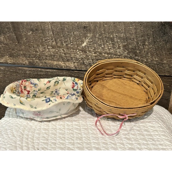 Longaberger Basket Floral Fabric Liner & Protector w/Hope Pin 2003. - Picture 6 of 8